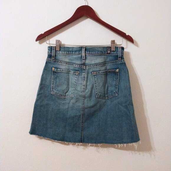 7 For All Mankind distressed denim mini skirt sz 25 - Picture 5 of 10